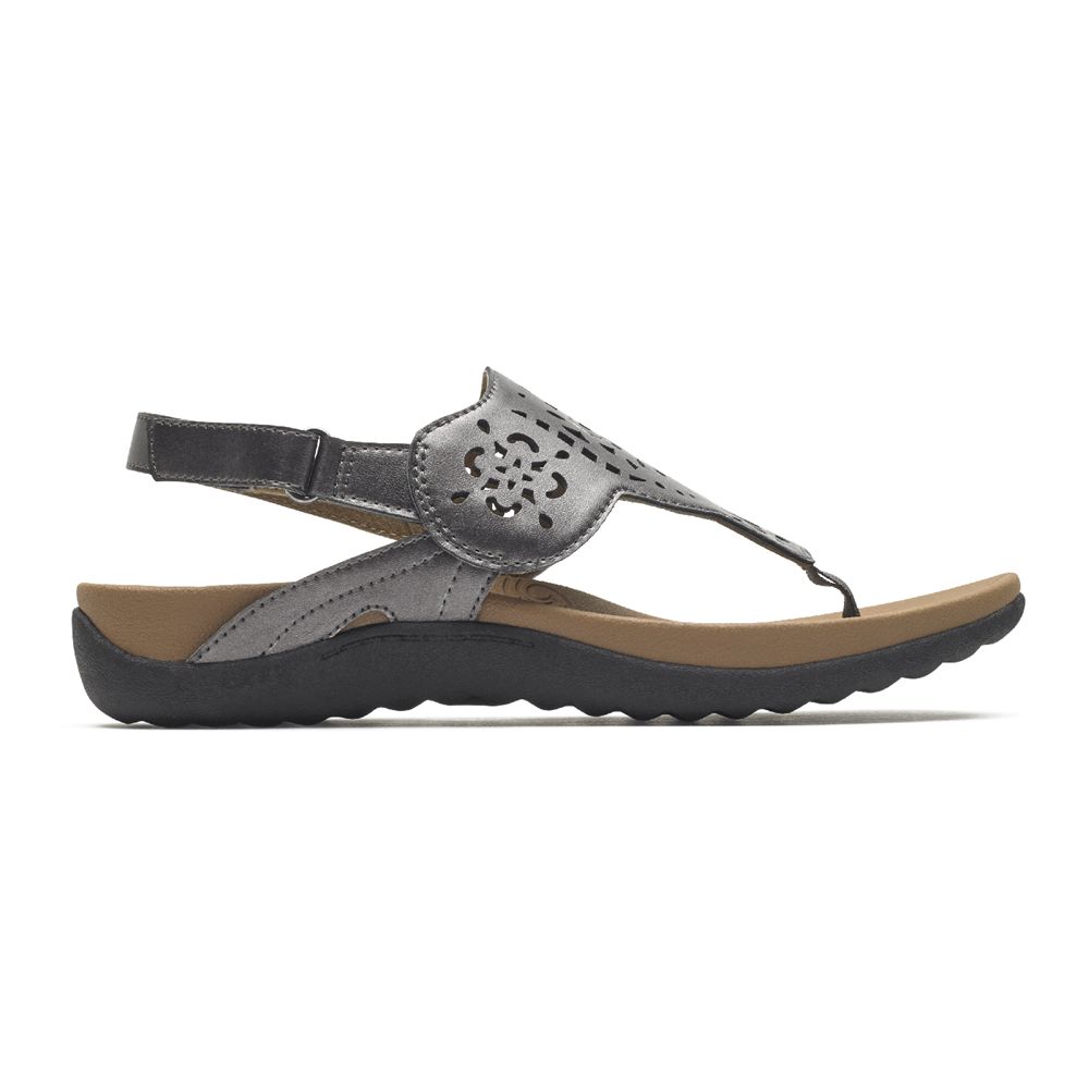 Rockport Canada Ridge Circle Cutout Thong - Womens Sandals Silver (OFX317468)